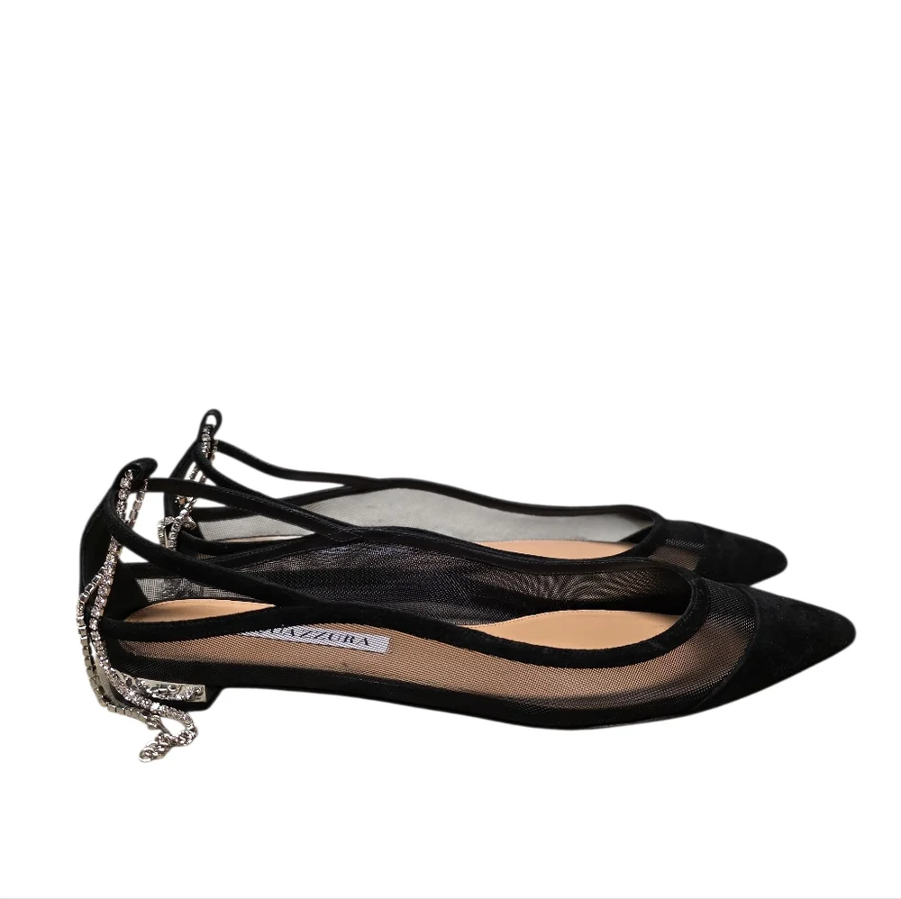 AQUAZZURA SECRET AFFAIR BALLET SHEER FLATS 37/US 7 - Picture 11 of 16